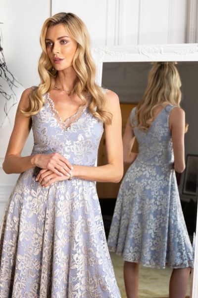 V-Neck Floral Lace Dress